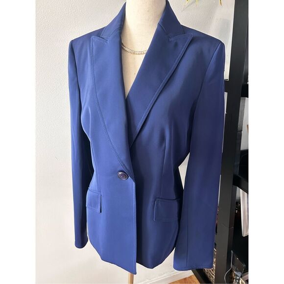 Kasper navy blue tailored blazer jacket size 6 - Picture 1 of 6